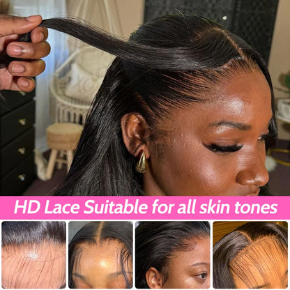 7x5 HD Lace Glueless Wig Straight Human Hair Pre-Cut Pre-Plucked 180% Density