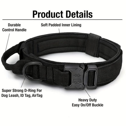 Tactical Dog Collar – Adjustable Military Training Nylon Collar with Metal Buckle