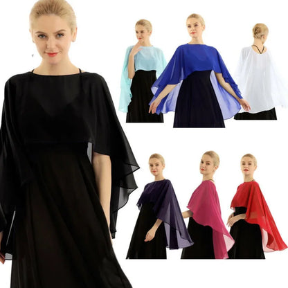 Chiffon Bridal Cape Wrap for Women