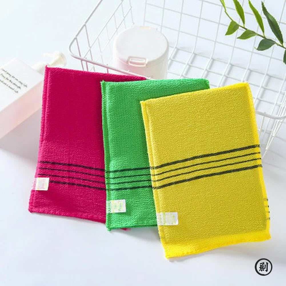 Exfoliating Bath Pad Towels Set Korean Italy Asian Washcloth Body Scrub Shower Soft Polyester Cotton