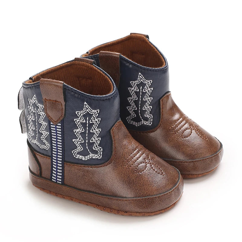 Baby Cowboy Boots Soft Sole Non-Slip Crib Shoes for Infant Toddler