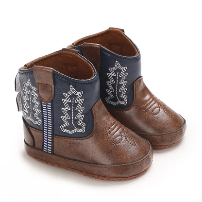 Baby Cowboy Boots Soft Sole Non-Slip Crib Shoes for Infant Toddler