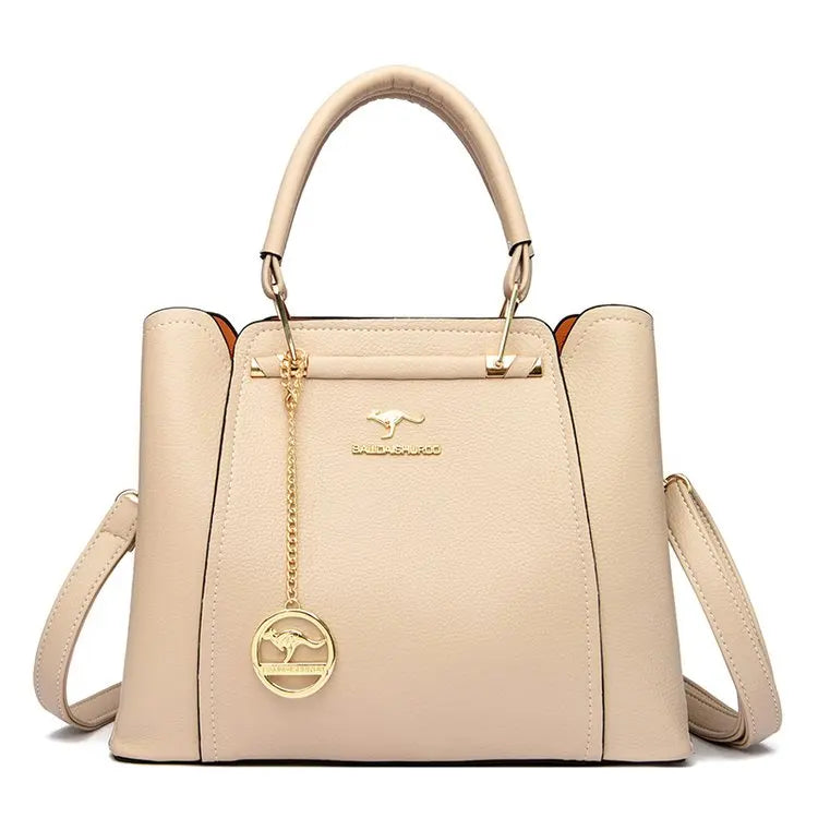 Luxury Leather Handbag for Women – 3-Layer Shoulder Tote