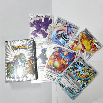 55pcs Pokemon Cards Vmax Gx Gold Foil Flash Box Party Interactive Game English Spanish Colorful
