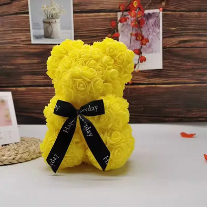 Rose Teddy Bear with LED Lights Artificial Flower Gift