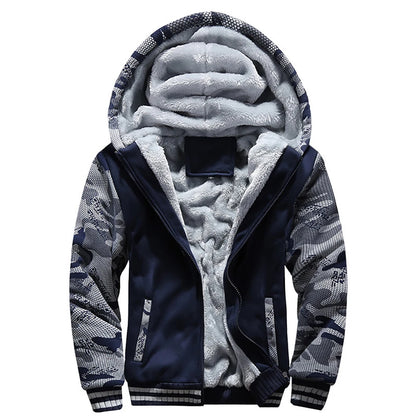 Men's Fleece-Lined Camouflage Winter Hoodie Jacket