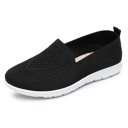 Women's Breathable Slip-On Flats – Casual Knit Mesh Shoes