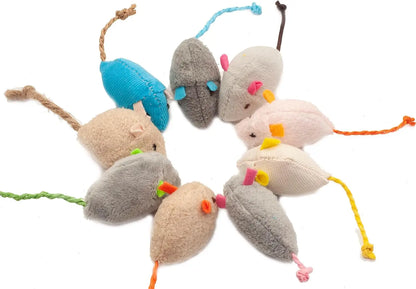 Catnip Mouse Cat Toys – Faux Fur Rattle Mice for Indoor Cats
