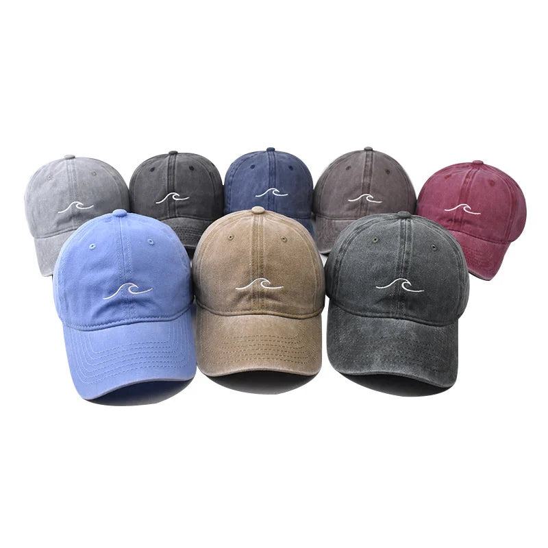 Wave Embroidered Baseball Cap – Unisex Adjustable Dad Hat