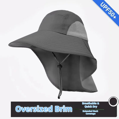 Wide Brim Sun Hat with Neck Flap – Safari Fishing Hiking Cap