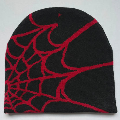 Spider Web Knit Beanie – Y2K Unisex Winter Hat