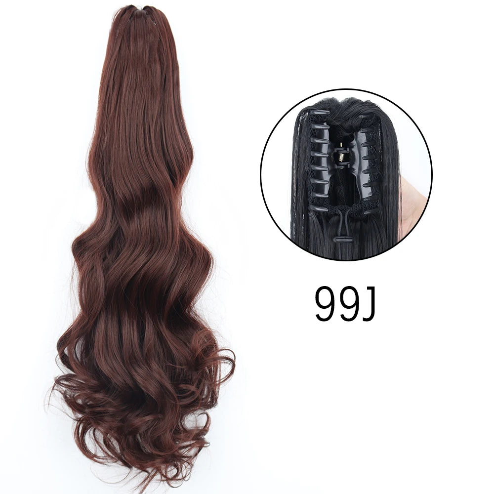 Synthetic Long Straight Claw Clip Ponytail Hair Extensions 24inch Heat Resistant Pony Tail Piece