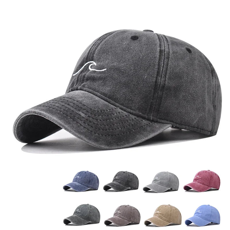 Wave Embroidered Baseball Cap – Unisex Adjustable Dad Hat