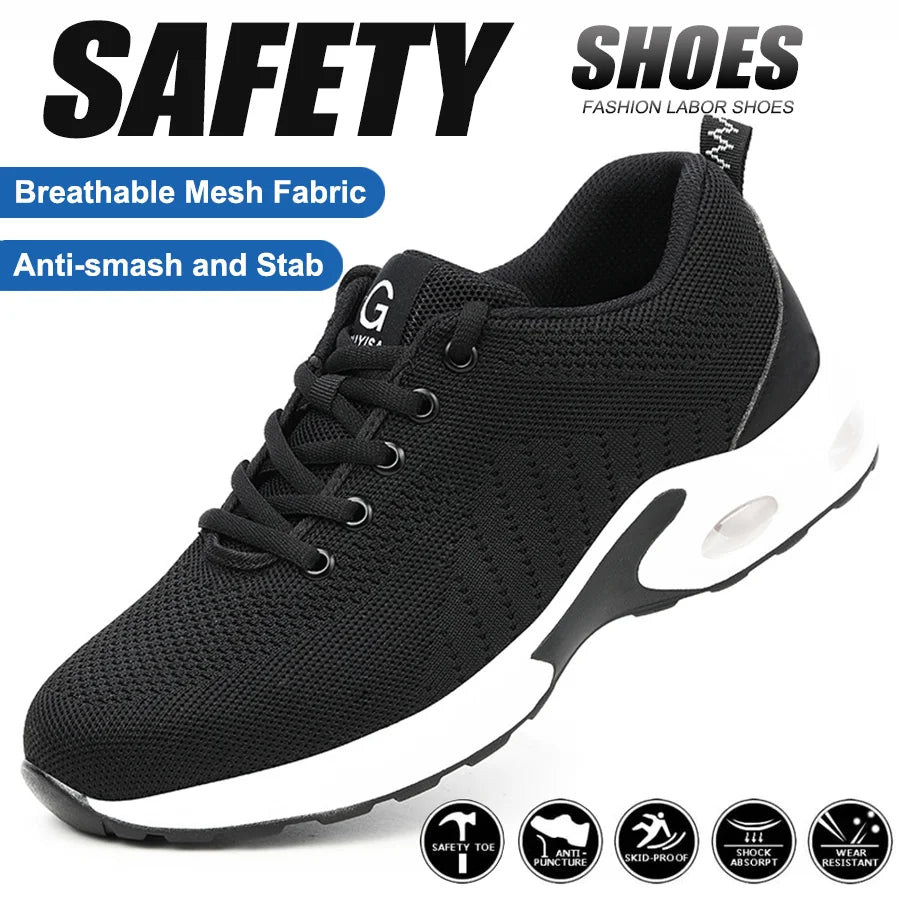 Steel Toe Safety Shoes Breathable Non-Slip Work Sneakers for Men and Women