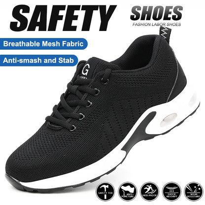 Steel Toe Safety Shoes Breathable Non-Slip Work Sneakers for Men and Women