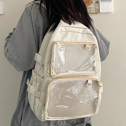 Transparent Ita Backpack – Large Capacity Japanese Style School Bag for Women