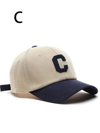 Embroidered Letter C Baseball Cap – Retro Cotton Hat for Men & Women