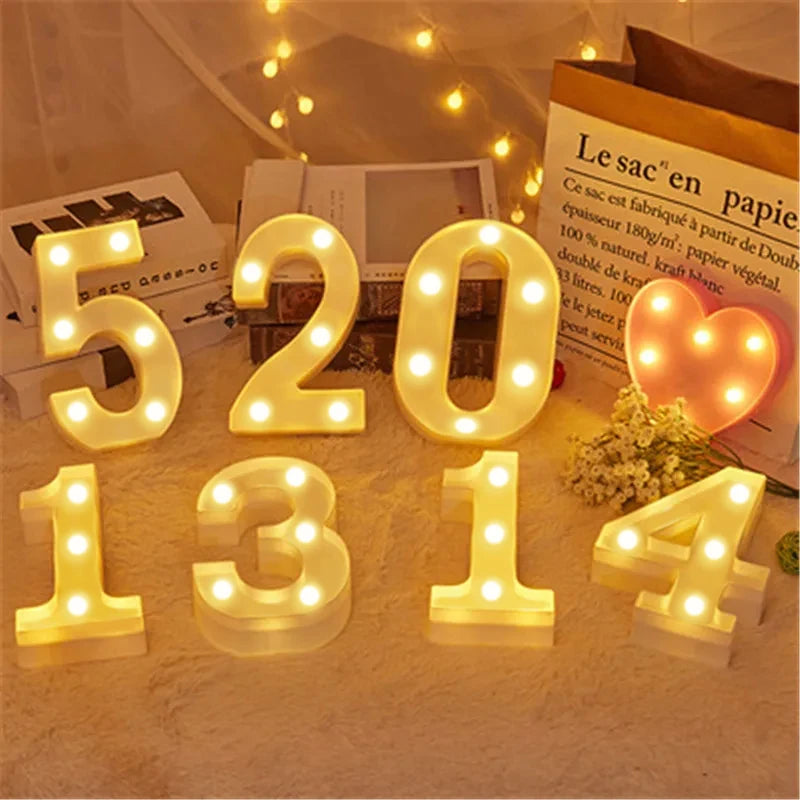 Number Letter Lamp Luminous Alphabet Led Lights Decororation Night Light Home Wedding Birthday