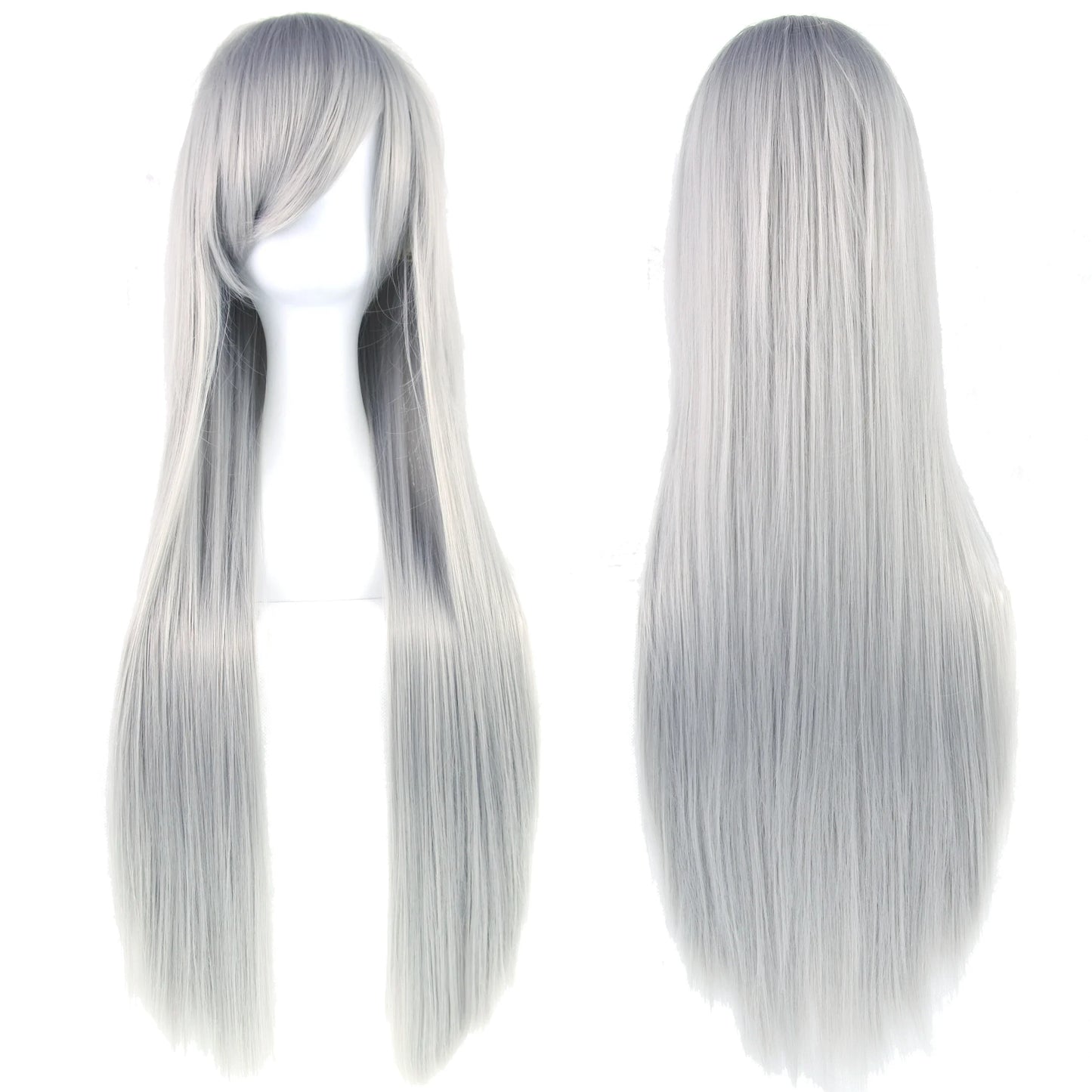 Soowee Long Synthetic Hair White Purple Cosplay Wigs Party Black Straight Wig Hairpiece Women
