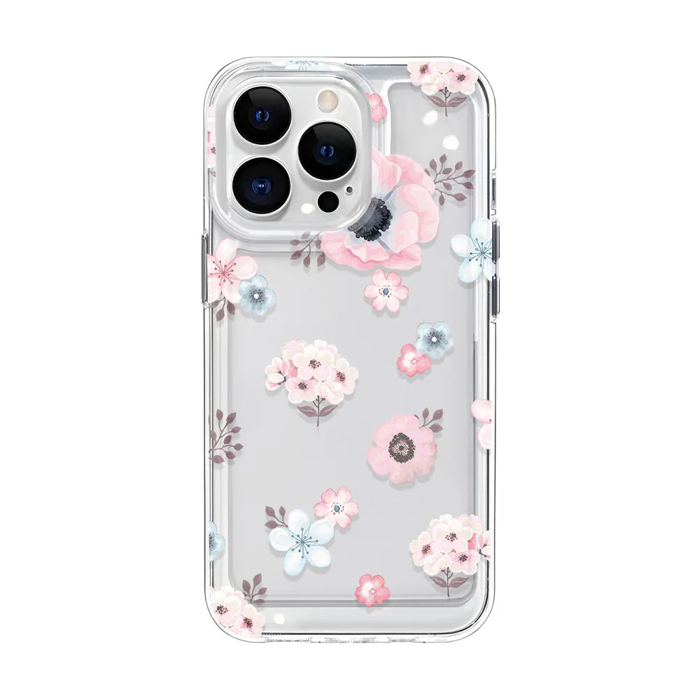 Girls Flower Clear Phone Case Iphone 16 15 14 13 12 11 Pro Max Plus Bumper Shockproof Hard Cover