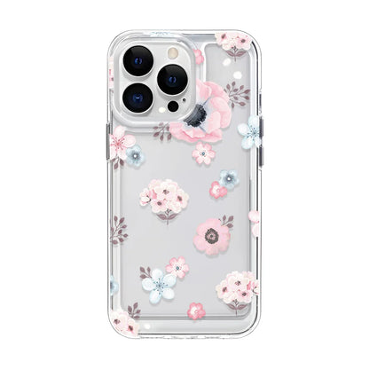 Girls Flower Clear Phone Case Iphone 16 15 14 13 12 11 Pro Max Plus Bumper Shockproof Hard Cover