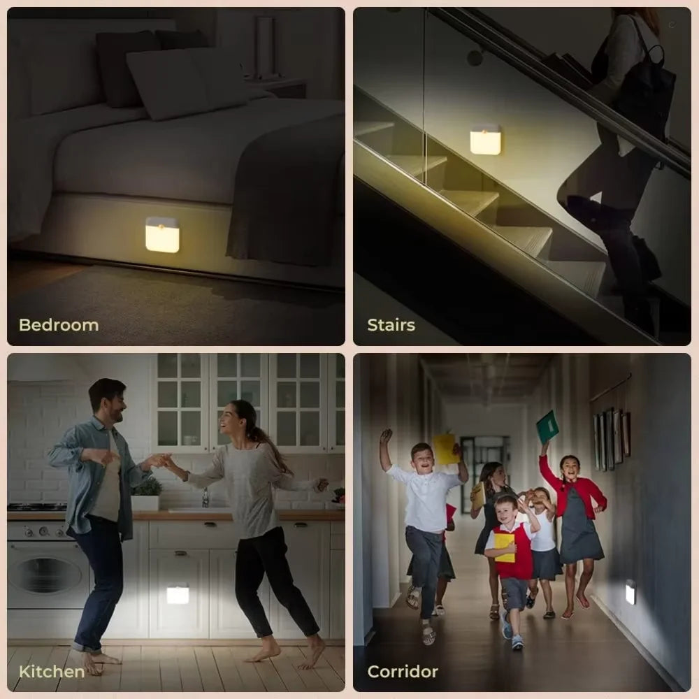 Motion Sensor Led Light Usb Charging Square Lamp Bedroom Kitchen Stair Hallway Wardrobe Cupboard