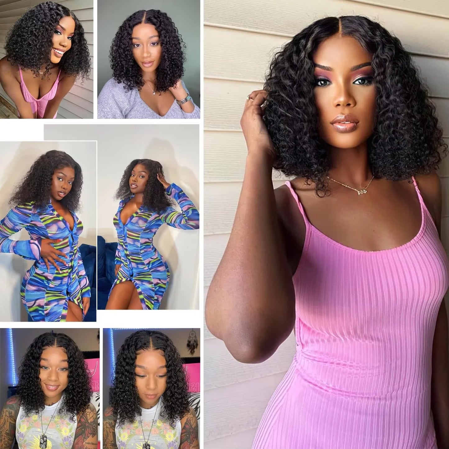 Deep Wave 250 Density Short Bob 13x4 Hd Lace Front Human Hair Wigs Women Burmese Raw Curly Frontal