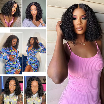 Deep Wave 250 Density Short Bob 13x4 Hd Lace Front Human Hair Wigs Women Burmese Raw Curly Frontal