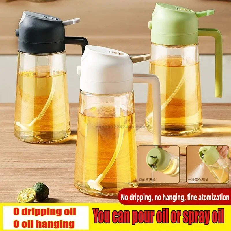 2-in-1 Oil Spray & Pour Bottle with Auto Lid – 500ml