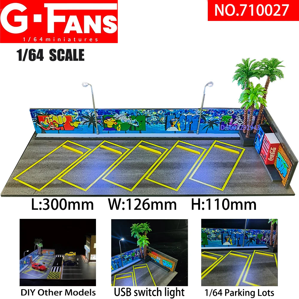 G-Fans 1/64 Scale Parking Lot Diorama Scene with LED Light