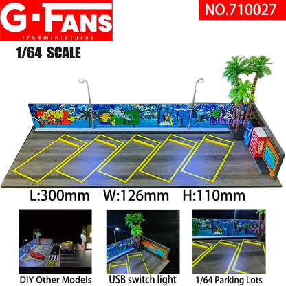 G-Fans 1/64 Scale Parking Lot Diorama Scene with LED Light