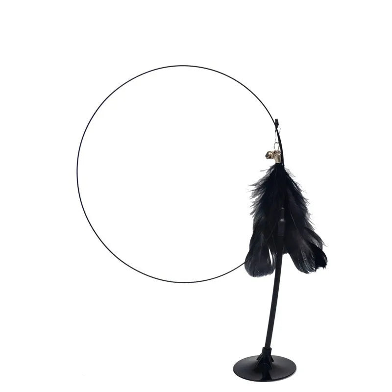 Cat Feather Wand Toy with Suction Cup Base