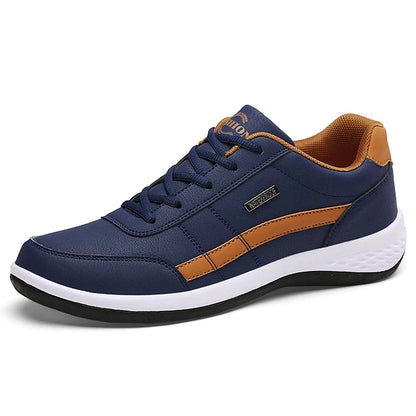 Men's Leather Casual Sneakers Breathable Non-Slip Shoes
