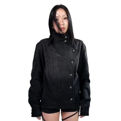 Y2K Fencing Jacket – Vintage Wash Gothic Streetwear Unisex Canvas Coat