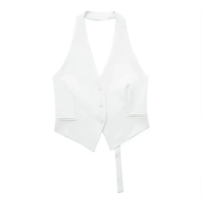 Women's Backless Halter Neck Cropped Vest