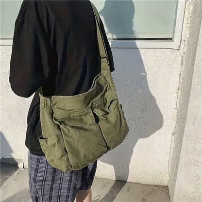 Canvas Messenger Bag – Large Capacity Women's Casual Shoulder & Crossbody Bag