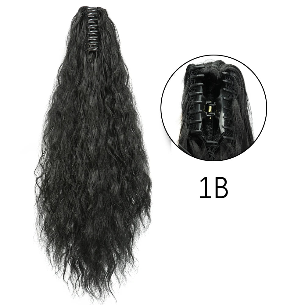 Synthetic Long Straight Claw Clip Ponytail Hair Extensions 24inch Heat Resistant Pony Tail Piece