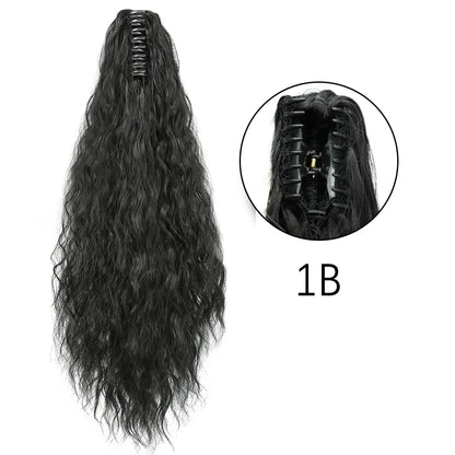 Synthetic Long Straight Claw Clip Ponytail Hair Extensions 24inch Heat Resistant Pony Tail Piece