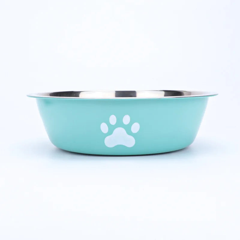 Stainless Steel Pet Bowl with Paw Print – Anti-Slip Dog & Cat Dish