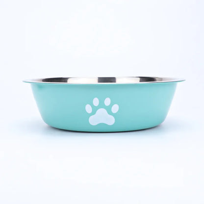 Stainless Steel Pet Bowl with Paw Print – Anti-Slip Dog & Cat Dish
