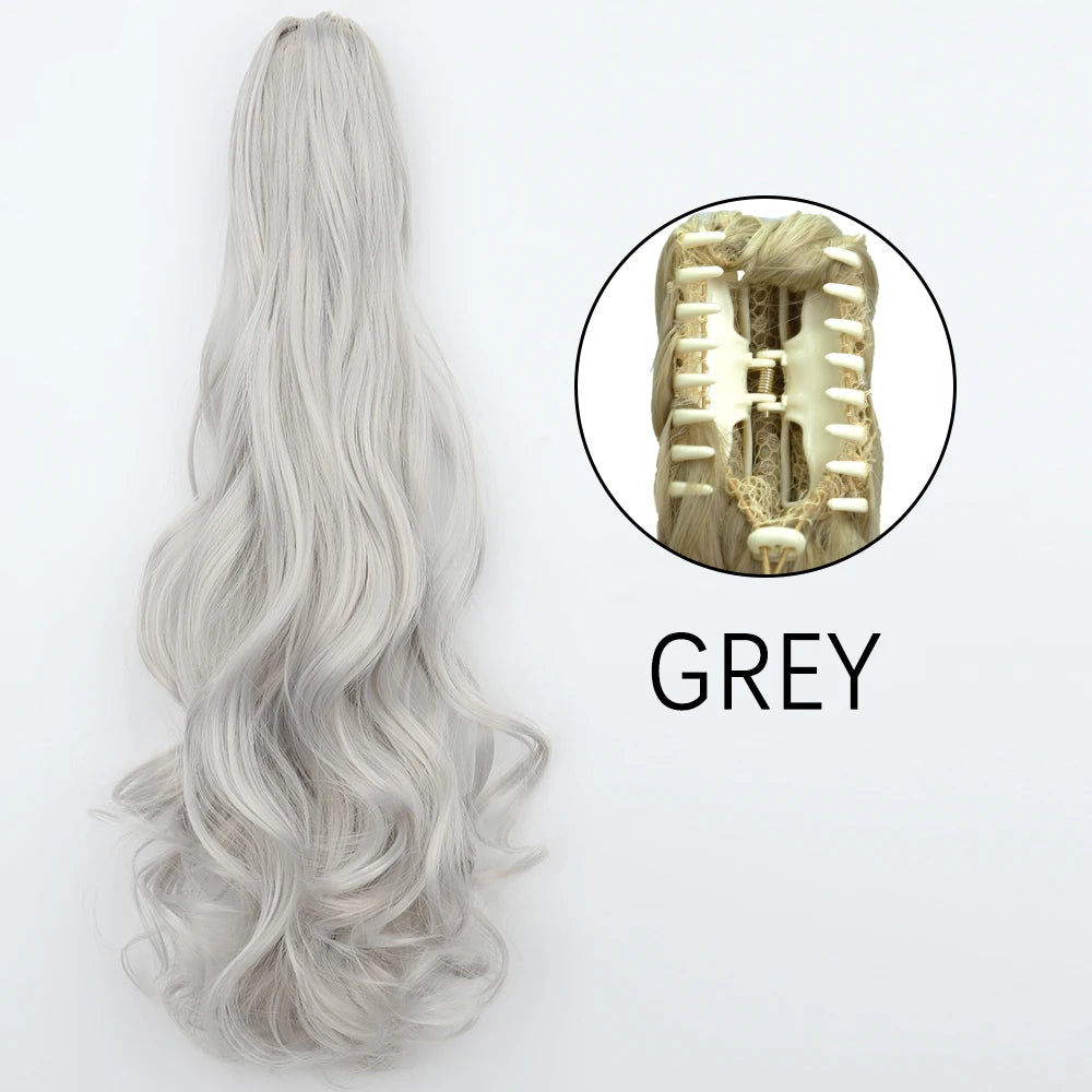 Synthetic Long Straight Claw Clip Ponytail Hair Extensions 24inch Heat Resistant Pony Tail Piece