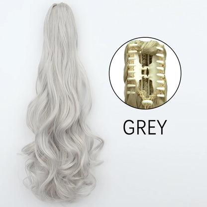 Synthetic Long Straight Claw Clip Ponytail Hair Extensions 24inch Heat Resistant Pony Tail Piece