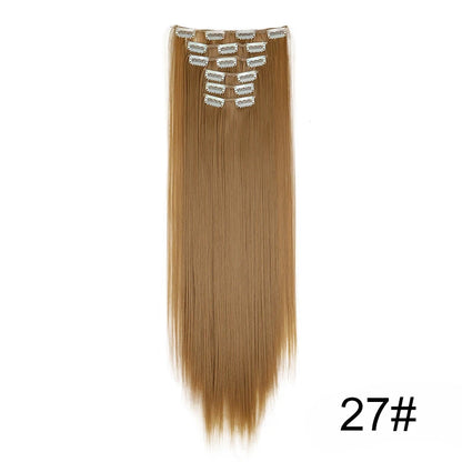 Clip-In Hair Extensions 6-Piece Set Long Straight Synthetic Seamless