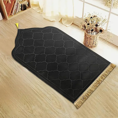Islamic Prayer Rug with Tassels – Thick Soft Flannel, Anti-Slip