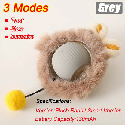 Interactive Cat Ball Toy – Automatic Rolling with Faux Tail, USB Rechargeable