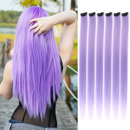 Clip Hair Extensions 6pcs Pack Colored Party Highlights 22 Inches Multi-Colors Straight Hair