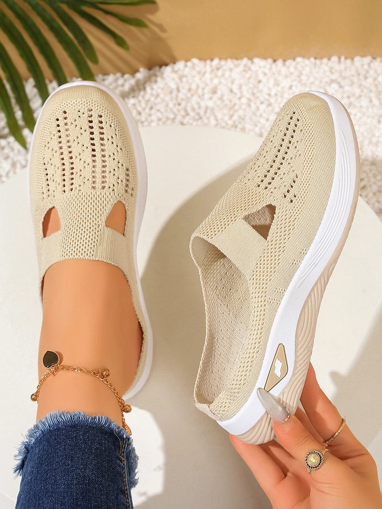 Women S Indoor Home Half Slippers Breathable Vent Design Slip Summer Casual Footwear