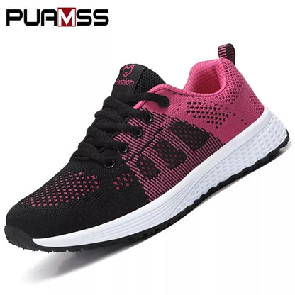 Women's Mesh Sport Sneakers – Lightweight Lace-Up Running Shoes