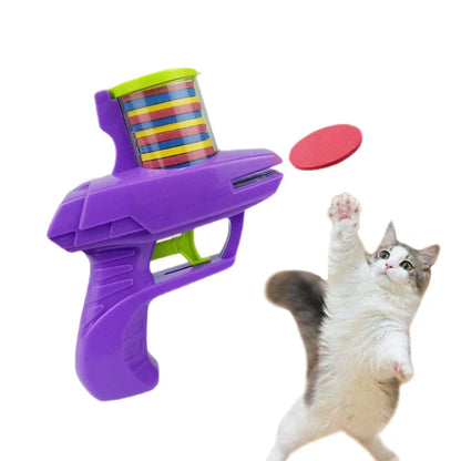 Flying Saucer Cat Toy Gun with 15 EVA Discs – Interactive Pet Toy