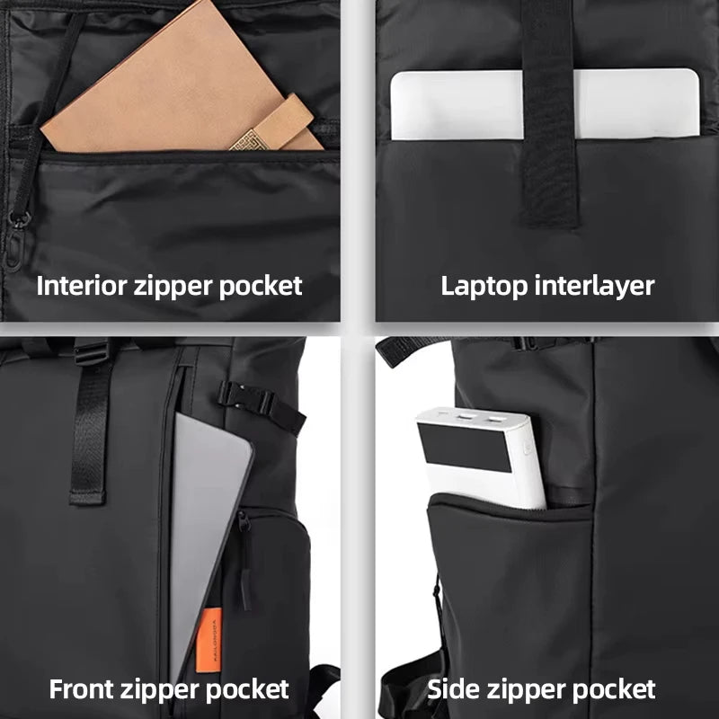 Men's Travel Backpack – 15.6" Laptop Roll-Top Waterproof Bag